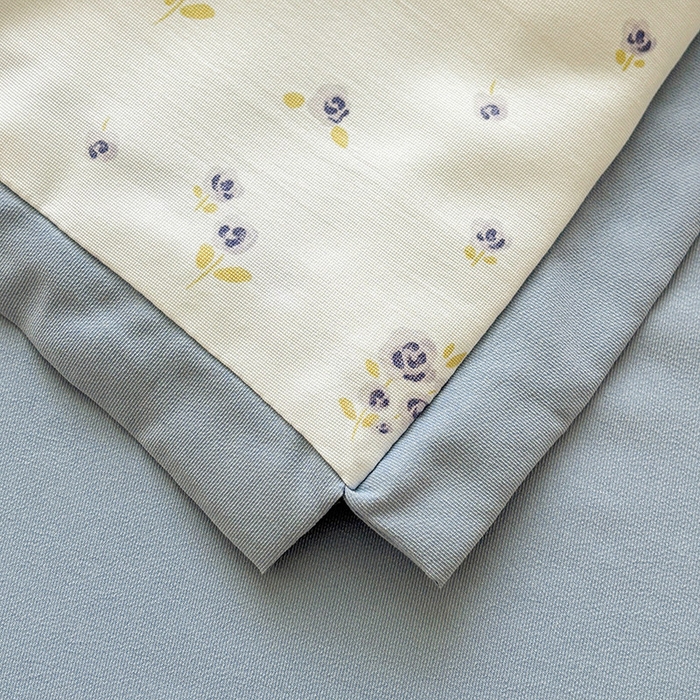 91家纺网 家纺一手货源 找家纺 金喜 2025新款小清新风格有氧针织双层纱大豆被夏被四件套 星晴兰