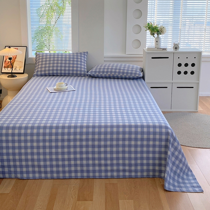 91家纺网 家纺一手货源 找家纺 爱彼家纺 2025新款锦柔老粗布席子凉席床单 千叶蓝