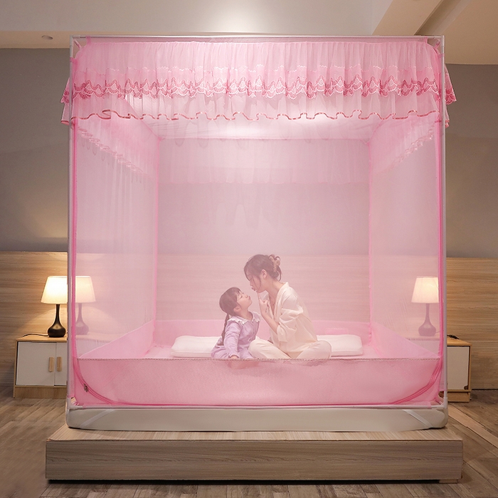 91家纺网 家纺一手货源 找家纺 （总）夏彩 2025新款U型三开门外穿坐床蚊帐系列-货号88538/88539