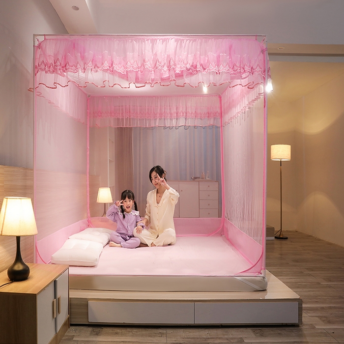 91家纺网 家纺一手货源 找家纺 （总）夏彩 2025新款U型三开门外穿坐床蚊帐系列-货号88538/88539