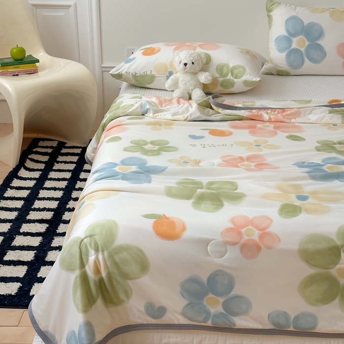 91家纺网 家纺一手货源 找家纺 觅糖家纺 2025新款软糯针织云柔大豆夏被 花梦