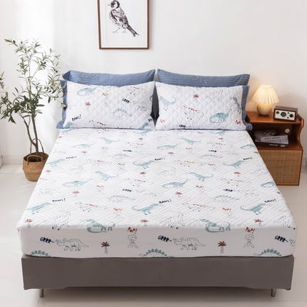 91家纺网 家纺一手货源 找家纺 优乐家纺 2025新款纯棉印花夹棉床笠三件套系列-纽扣款新狂欢乐园,新狂欢乐园