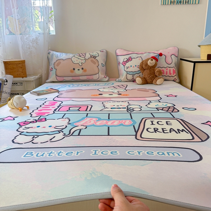 91家纺网 家纺一手货源 找家纺 美乐迪家纺 2025新款碳光凉感冰丝席 冰淇淋小站