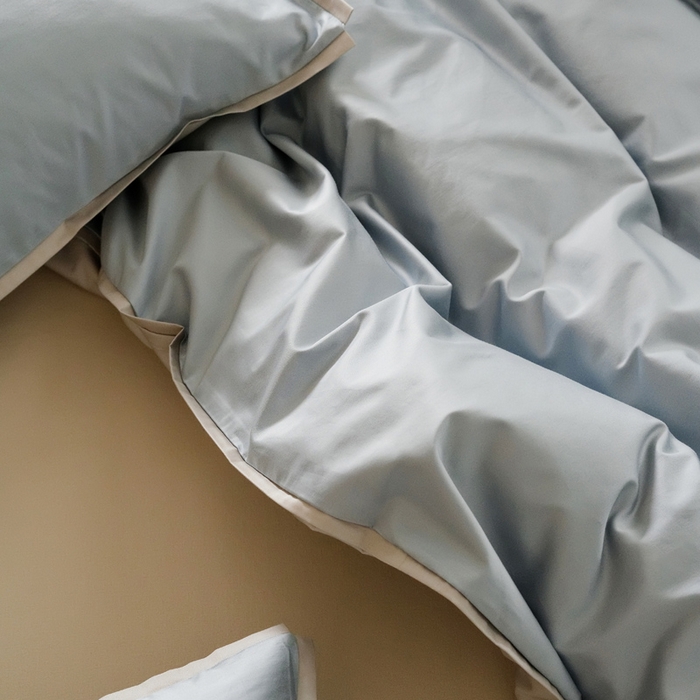 91家纺网 家纺一手货源 找家纺 2025新款长绒棉缺角工艺单品系列单被套 静谧蓝