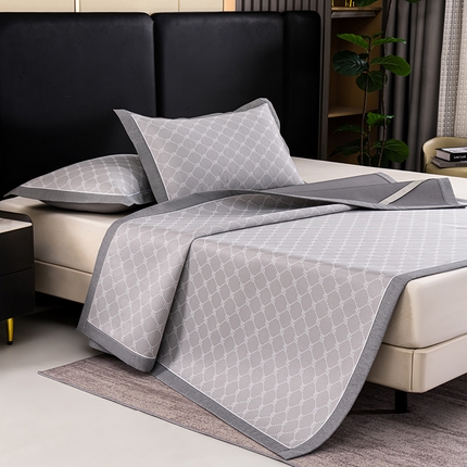 小牛席业 2025新款轻奢风-小玫瑰凉感冰丝席凉席席子系列 灰色