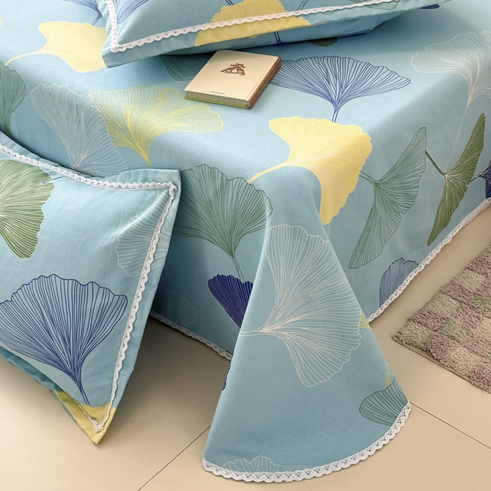 91家纺网 家纺一手货源 找家纺 新印象  2025新款花边老粗布床单款床笠款三件套秋意