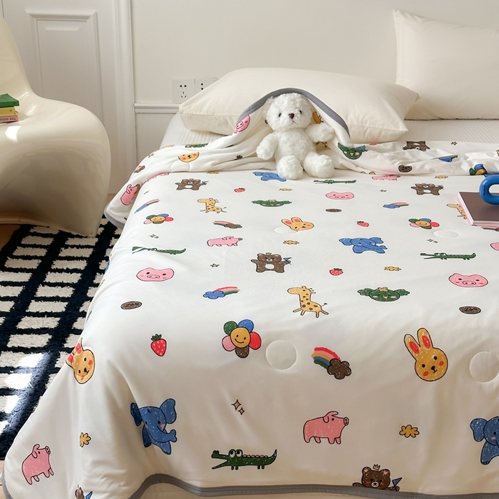 91家纺网 家纺一手货源 找家纺 觅糖家纺 2025新款软糯针织云柔大豆夏被 动物乐园