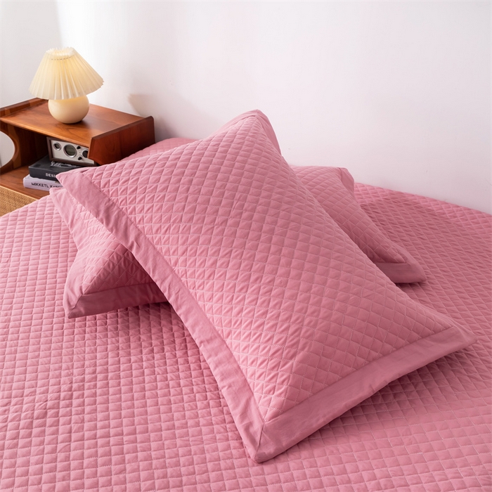 91家纺网 家纺一手货源 找家纺 优乐家纺 2025新款全棉四件套水洗纯棉夹棉绗缝加厚被罩 活力豆沙