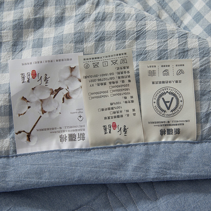 91家纺网 家纺一手货源 找家纺 西域种棉人·千百笠 2025新款A类100%新疆棉花夏凉被纯棉全棉填充原棉空调被手工宽边水洗棉夏被 水兰小格