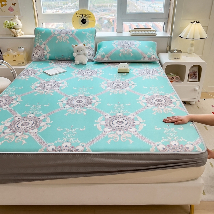 91家纺网 家纺一手货源 找家纺 （总）斯尔顿 2025新款炭光冰丝凉席-床笠款