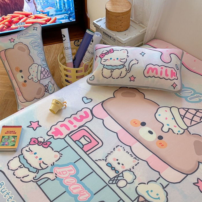 91家纺网 家纺一手货源 找家纺 美乐迪家纺 2025新款碳光凉感冰丝席 冰淇淋小站