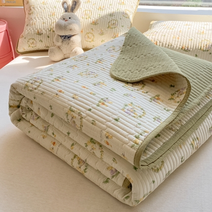 91家纺网 家纺一手货源 找家纺 （总）老帅的工厂店 2025新款a类云感双层纱7a抗菌夏被床盖四件套