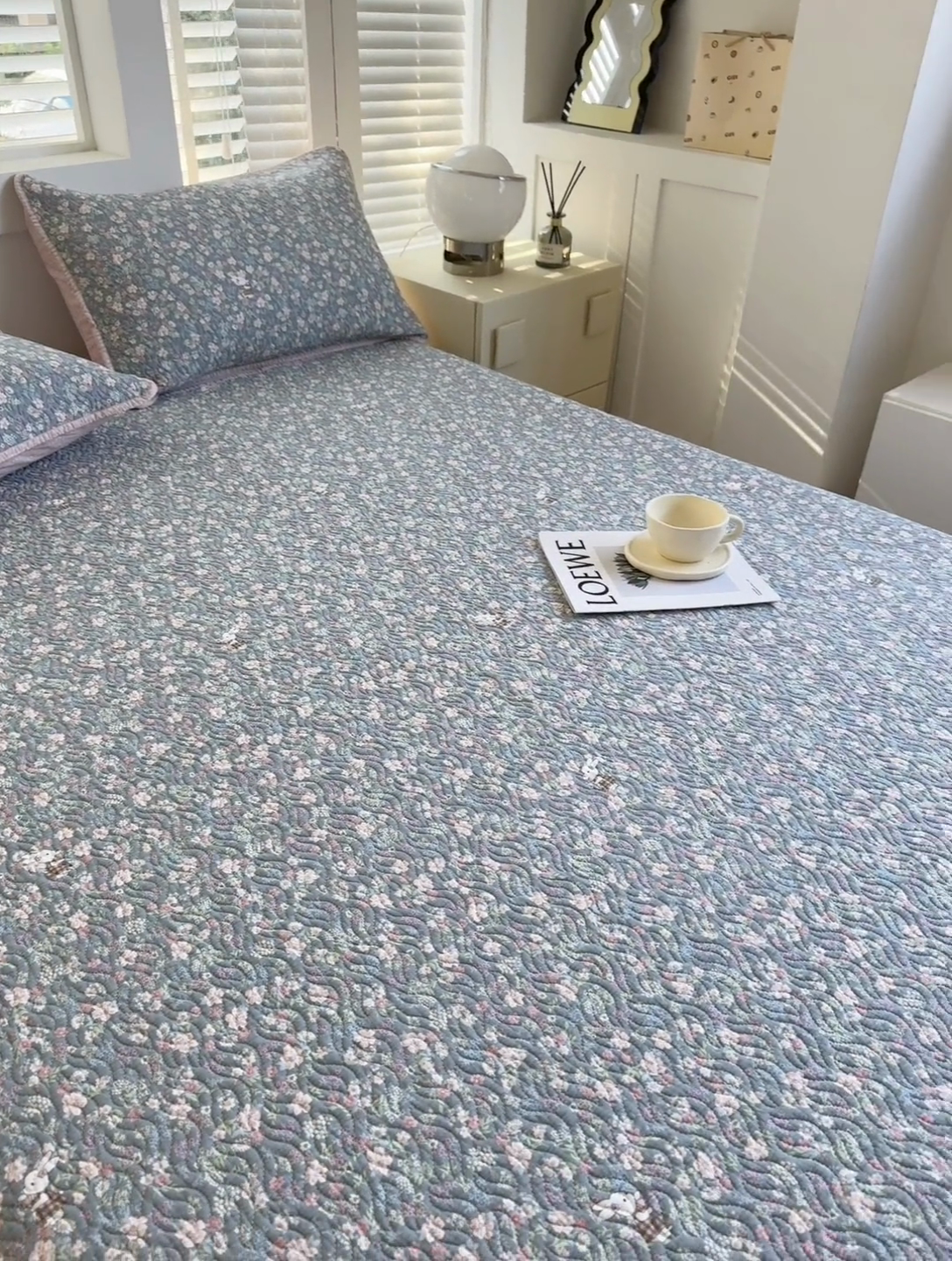 91家纺网 家纺一手货源 找家纺 宜梦家居【需要买家秀请联系老板】 2025新款双面纯棉夹层新疆棉花高温砂洗全棉床盖 银杉之梦