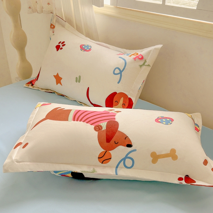 91家纺网 家纺一手货源 找家纺 悦织湾家纺 2025新款亲肤芦荟棉四件套轻奢印花磨毛床上用品亲肤棉四件套 腊肠派对