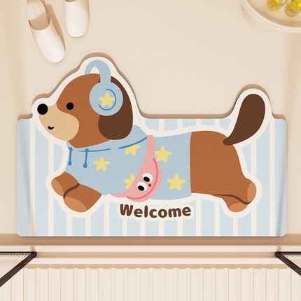 91家纺网 家纺一手货源 找家纺 （总）卡初家居（原微来）2025新款双面防滑浴室硅藻泥地垫-小狗