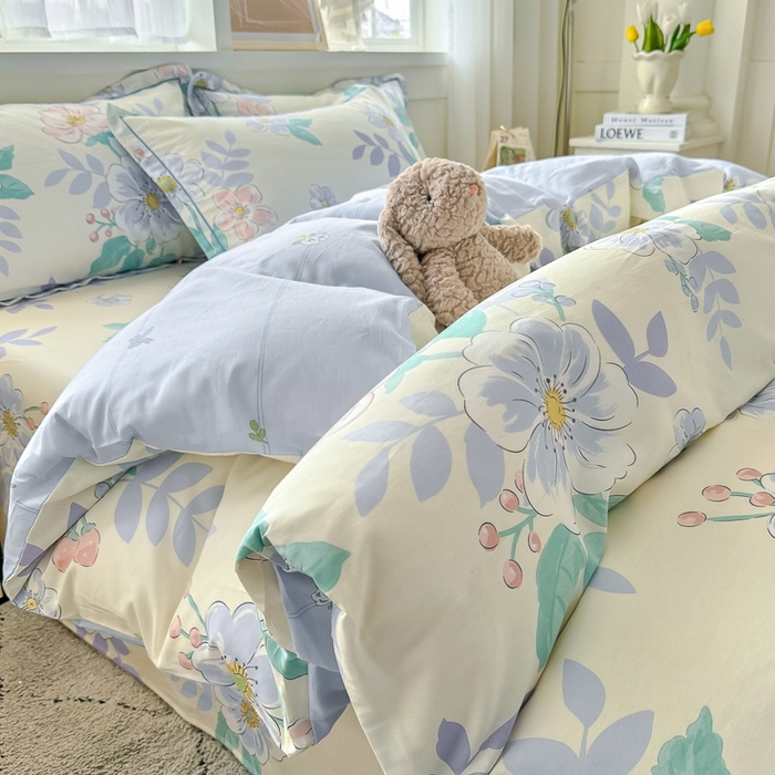 91家纺网 家纺一手货源 找家纺 红粉佳人家纺 2025春夏新款A类全棉纯棉12868纯棉单被套 花漾星辰