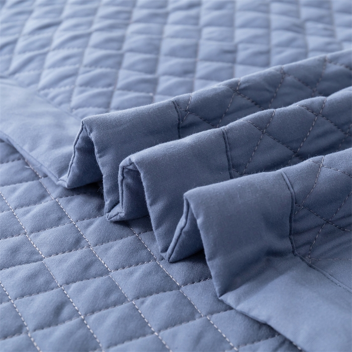 91家纺网 家纺一手货源 找家纺 优乐家纺 2025新款全棉四件套水洗纯棉夹棉绗缝加厚被罩 经典蓝