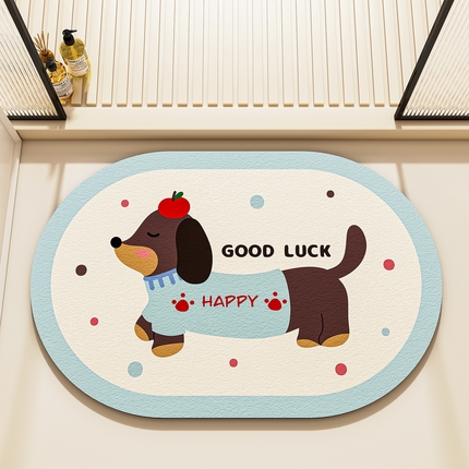 91家纺网 家纺一手货源 找家纺 （总）卡初家居（原微来）2025新款双面防滑浴室硅藻泥地垫-小狗