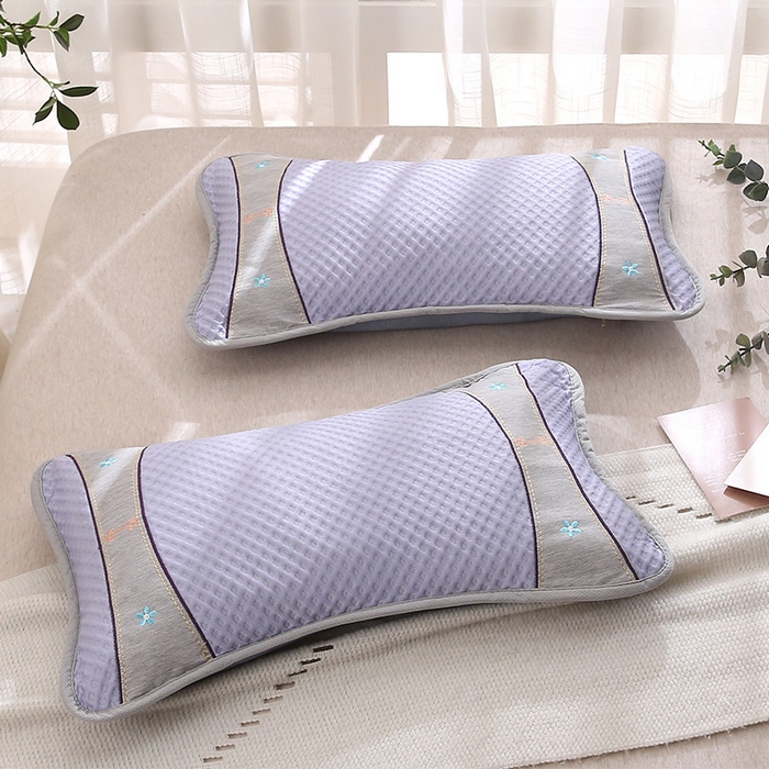 91家纺网 家纺一手货源 找家纺 纽乐家纺 2025夏季夏凉茶香枕头冰丝凉感华夫格凉豆豆茶叶茉莉花枕头枕芯 冰丝华夫格茶香枕-紫色 35x55cm/只