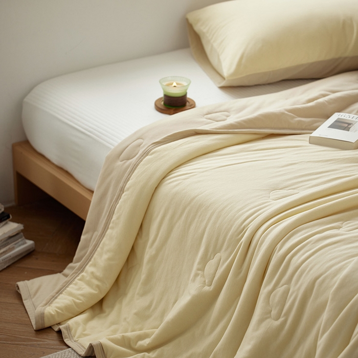 91家纺网 家纺一手货源 找家纺 安莱生活 2025新款全棉纯棉云感针织棉双拼夏被夏凉被空调被 菁甘绿双拼