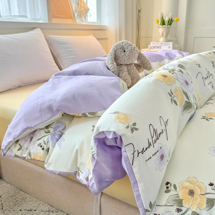 91家纺网 家纺一手货源 找家纺 红粉佳人家纺 2025春夏新款A类全棉纯棉12868纯棉单被套 迷雾花漾