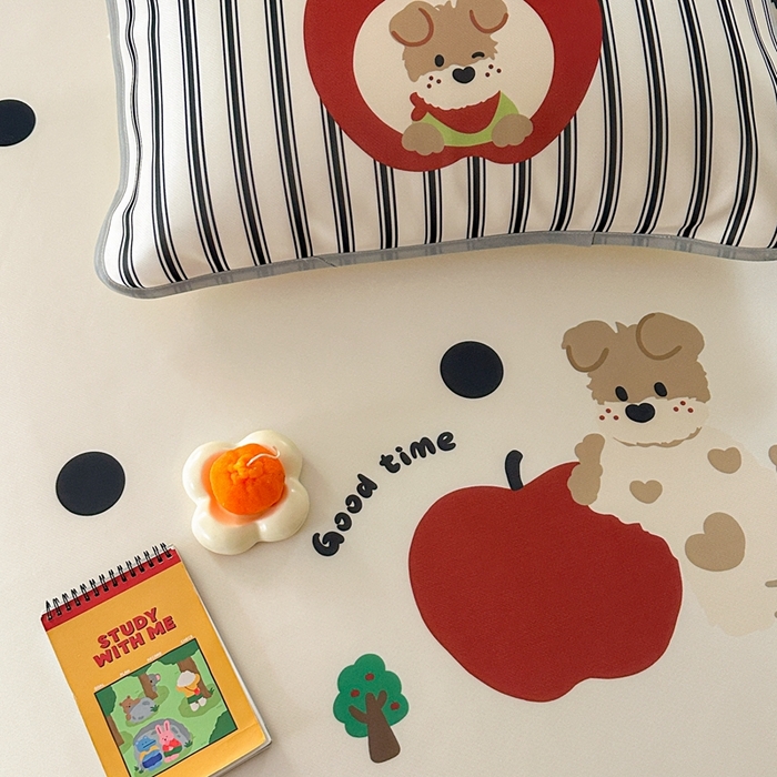 91家纺网 家纺一手货源 找家纺 美乐迪家纺 2025新款碳光凉感冰丝席 苹果狗狗