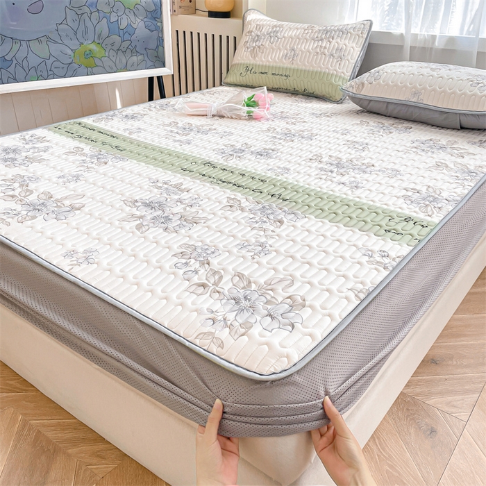 91家纺网 家纺一手货源 找家纺 布卢姆床垫 2025新款5mmA类乳胶凉席床笠套件夏被组合 花艺人间