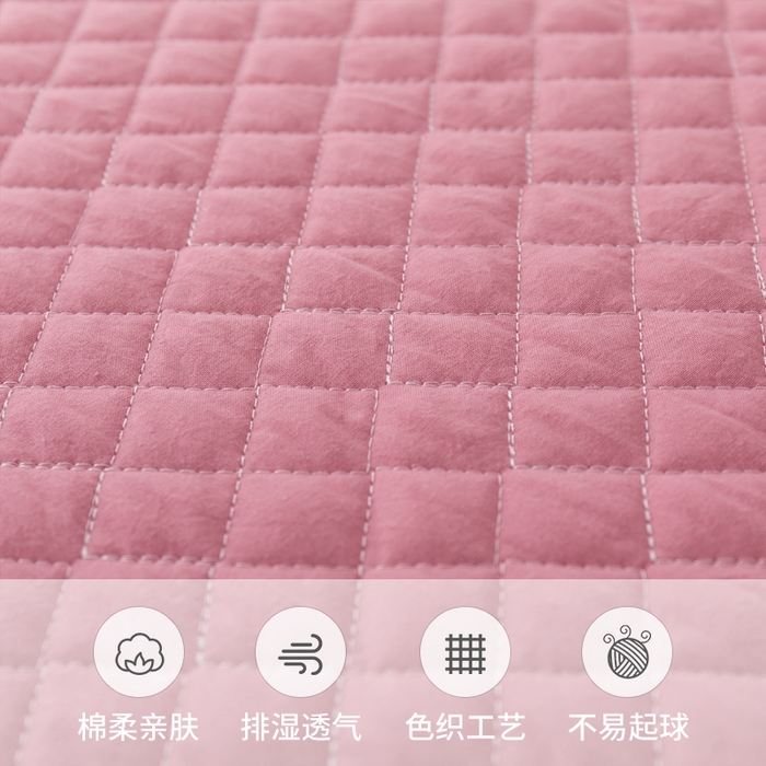 91家纺网 家纺一手货源 找家纺 优乐家纺 2025新款全棉四件套水洗纯棉夹棉绗缝加厚被罩 活力豆沙