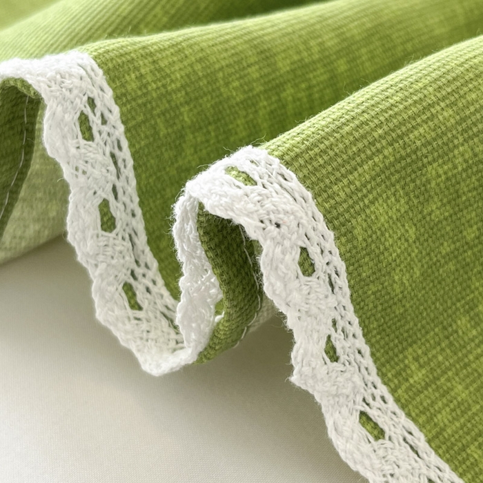 91家纺网 家纺一手货源 找家纺 新印象  2025新款花边老粗布床单款床笠款三件套倾城-绿