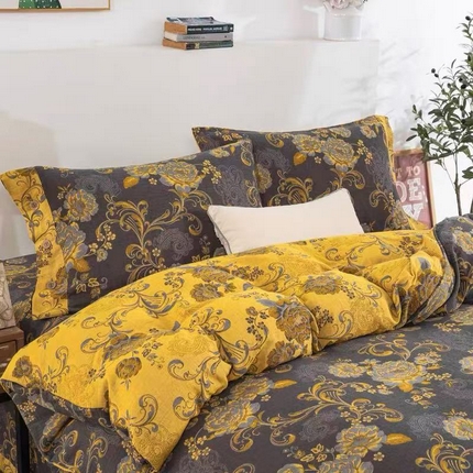 91家纺网 家纺一手货源 找家纺 （总）禧多家纺 2025新款亲肤舒适双层纱提花四件套