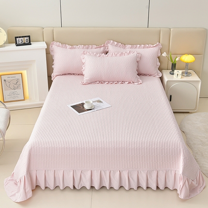 91家纺网 家纺一手货源 找家纺 （总）星窝家纺 2025新款水洗棉花边床裙式多功能床盖三件套