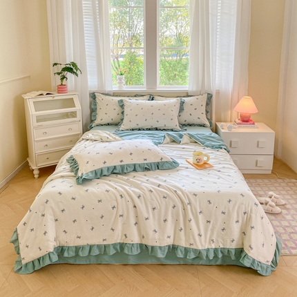 欧尚 2025新款ins风夏被四件套 蓝颜