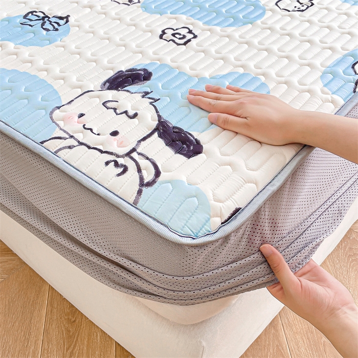 91家纺网 家纺一手货源 找家纺 布卢姆床垫 2025新款5mmA类乳胶凉席床笠套件夏被组合 调皮小狗