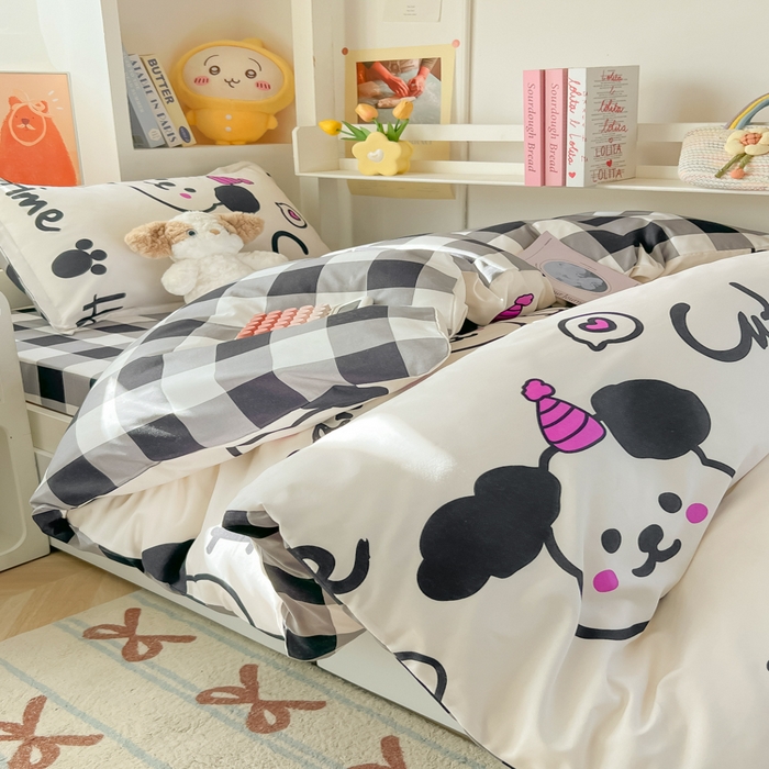 91家纺网 家纺一手货源 找家纺 悦织湾家纺 2025新款印花学生宿舍亲肤芦荟棉三件套单双人四件套轻奢印花磨毛床上用品 可爱多