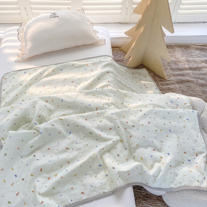 91家纺网 家纺一手货源 找家纺 潮邦 2025新款全棉双层纱多功能盖毯 彩虹糖