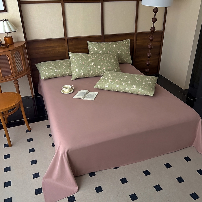 91家纺网 家纺一手货源 找家纺 优品阁  2025新款A类全棉有氧双层纱四件套 浅汐