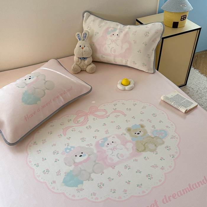 91家纺网 家纺一手货源 找家纺 美乐迪家纺 2025新款碳光凉感冰丝席 碎花汪