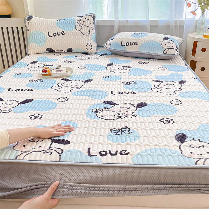 91家纺网 家纺一手货源 找家纺 布卢姆床垫 2025新款5mmA类乳胶凉席床笠套件夏被组合 调皮小狗