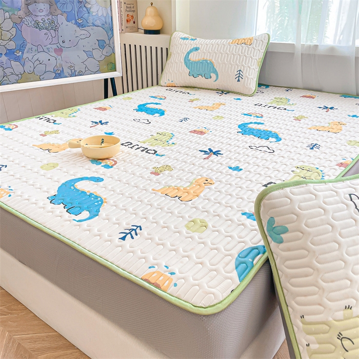 91家纺网 家纺一手货源 找家纺 布卢姆床垫 2025新款5mmA类乳胶凉席床笠套件夏被组合 恐龙世界