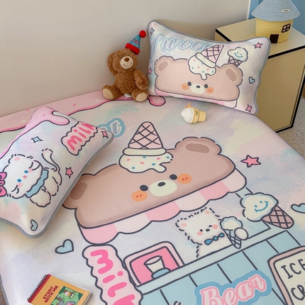 91家纺网 家纺一手货源 找家纺 美乐迪家纺 2025新款碳光凉感冰丝席 冰淇淋小站