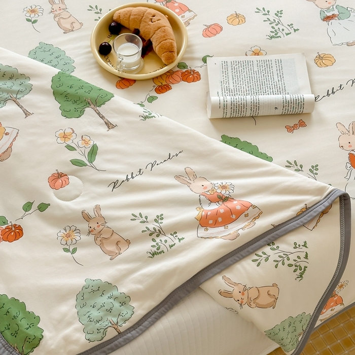 91家纺网 家纺一手货源 找家纺 觅糖家纺 2025新款软糯针织云柔大豆夏被 春天里