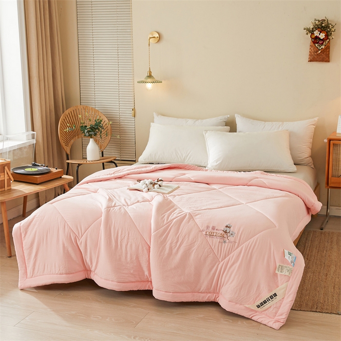 91家纺网 家纺一手货源 找家纺 西域种棉人·千百笠 2025新款A类100%新疆棉花夏凉被纯棉全棉填充毛巾绣绣花纯色双拼原棉空调被夏被 贵族玉