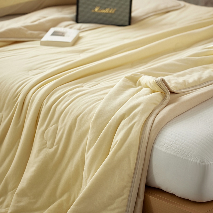 91家纺网 家纺一手货源 找家纺 安莱生活 2025新款全棉纯棉云感针织棉双拼夏被夏凉被空调被 菁甘绿双拼