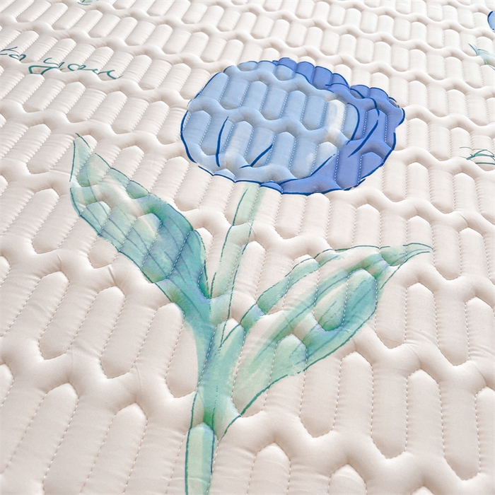 91家纺网 家纺一手货源 找家纺 布卢姆床垫 2025新款5mmA类乳胶凉席床笠套件夏被组合 郁金香-蓝