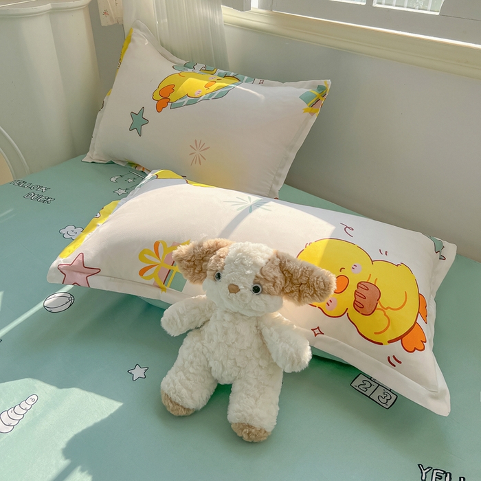 91家纺网 家纺一手货源 找家纺 悦织湾家纺 2025新款亲肤芦荟棉四件套轻奢印花磨毛床上用品亲肤棉四件套 开心鸭