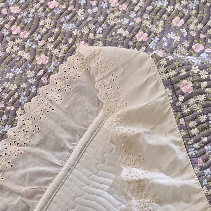 91家纺网 家纺一手货源 找家纺 X猫先生 2025新款法式全棉双层纱床盖套件夹棉床单三四件套（A类母婴级） 朵蔓