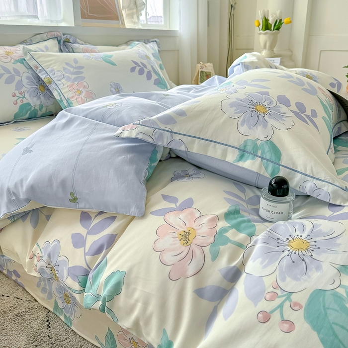 91家纺网 家纺一手货源 找家纺 红粉佳人家纺 2025春夏新款A类全棉纯棉12868纯棉单被套 花漾星辰