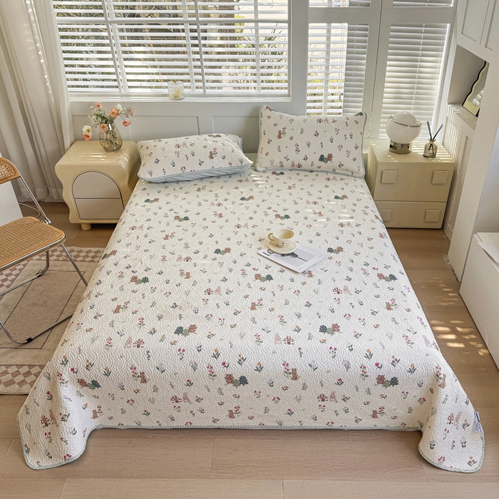 91家纺网 家纺一手货源 找家纺 宜梦家居【需要买家秀请联系老板】 2025新款双面纯棉夹层新疆棉花高温砂洗全棉床盖 仙草兔