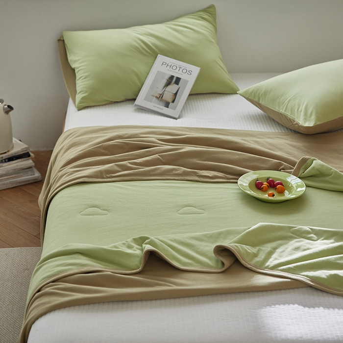 91家纺网 家纺一手货源 找家纺 安莱生活 2025新款全棉纯棉云感针织棉双拼夏被夏凉被空调被 翠暖双拼