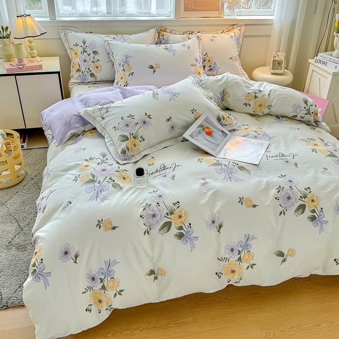 91家纺网 家纺一手货源 找家纺 红粉佳人家纺 2025春夏新款A类全棉纯棉12868纯棉单被套 迷雾花漾